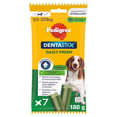 Bâtonnets à macher hygiène dentaire moyen chien Dentastix Fresh PEDIGREE x7 - 180g