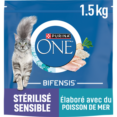 Croquettes pour chat stérilisé ou sensible aux Poissons de Mer PURINAONE - 1,5kg