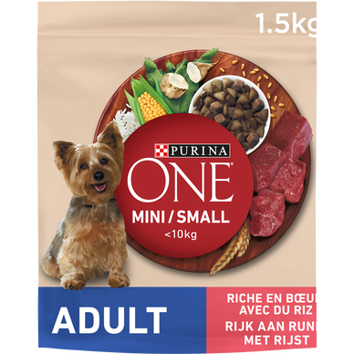 Croquettes pour petit chien adulte Mini Boeuf PURINA ONE - 1,5kg