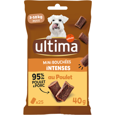 Mini Snack pour chien Mini Bouchées Plaisir au Poulet ULTIMA, 40g