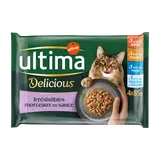 Sachets fraîcheur pour chats stérilisés poulet/boeuf/thon&poissons del'océan ULTIMA - 4x85g