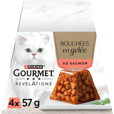 Bouchées en Gelée pour chat au saumon GOURMET révélation 4x57g
