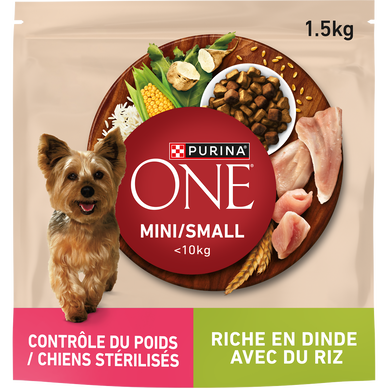 Croquettes pour petit chien Mini Contrôle du poids Dinde PURINA ONE -1,5kg