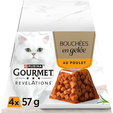 Bouchées en Gelée pour chat au poulet GOURMET révélation 4x57g