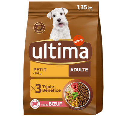 Croquettes pour chien mini adulte boeuf ULTIMA 1,35kgs