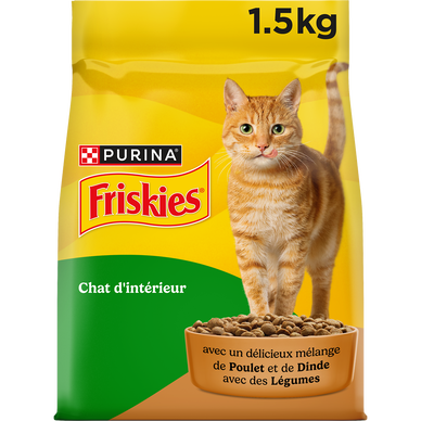 Croquettes pour chat d'intérieur Poulet Légumes FRISKIES 1,5kg