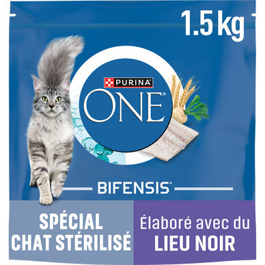 Croquettes pour chat castré ou stérilisé au lieu noir PURINA ONE - 1,5kg