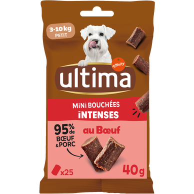 Mini Snack pour chien Mini Bouchées Plaisir au Boeuf ULTIMA, 40g