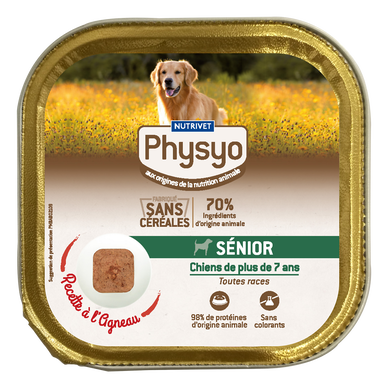 Pâtée en barquette chien sénior agneau sans céréales PHYSYO - 150 g