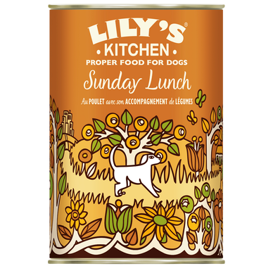 Pâtée pour chiens Sunday Lunch au Poulet accompagnement de légumes LILY'S KITCHEN - boîte 400g