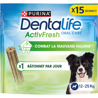 Friandises pour grand chien ActivFresh Medium DENTALIFE - 15 bâtonnets