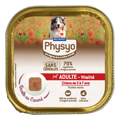 Pâtée en barquette chien adulte canard sans céréales PHYSYO - 150 g