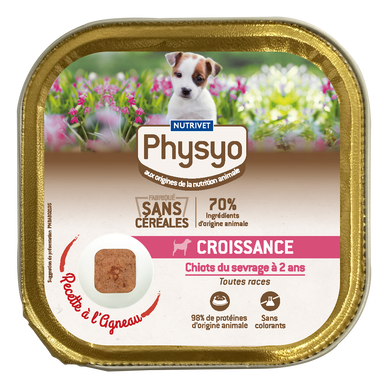Pâtée en barquette chien croissance agneau sans céréales PHYSYO - 150g