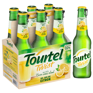 Bière aromatisée citron sans alcool TOURTEL TWIST, 0,0° - Bouteilles 6x27,5cl