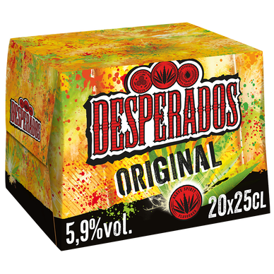 Bière aromatisée téquila DESPERADOS, 5,9°, 20x25cl