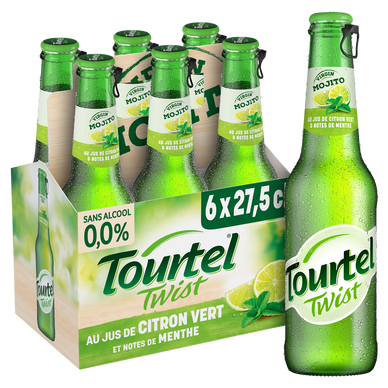 Bière aromatisée citron vert menthe sans alcool TOURTEL TWIST, 0,0° -Bouteilles 6x27,5cl