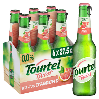 Bière aromatisée agrume sans alcool TOURTEL TWIST, 0,0° - Bouteilles 6x27,5cl