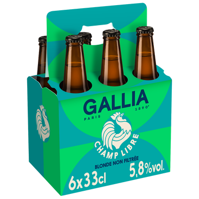 Bière blonde GALLIA champ libre basket 5,8° bouteille 6x33cl