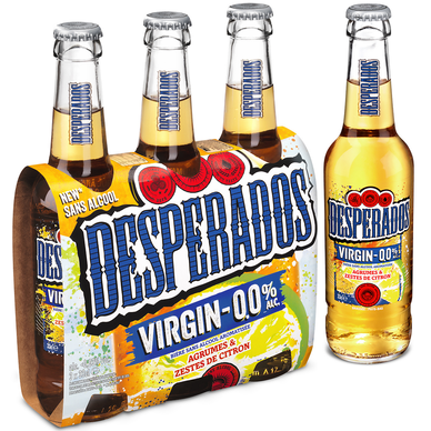 Bière sans alcool aromatisée agrumes et zestes de citron DESPERADOS, pack de 3x33cl