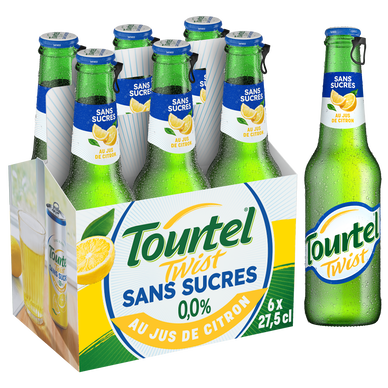 Bière sans alcool aromatisée Citron Sans sucre 0,0% TOURTEL TWIST - Bouteilles 6x27.5cl