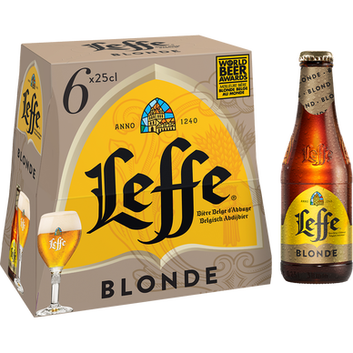 Bière blonde LEFFE, 6,6° - bouteille 6x25cl