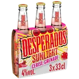 Bière aromatisée à la cerise et grenade DESPERADOS SUNLIGHT 4° - Bouteille 3x33cl