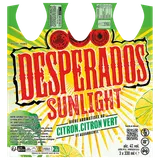 Bière aromatisée au citron, citron vert DESPERADOS SUNLIGHT 4° - Bouteilles 3x33cl