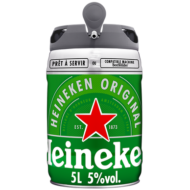 Bière blonde HEINEKEN, 5°, mini fût pression de 5l