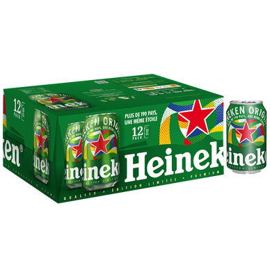 Bière blonde HEINEKEN, 5°, 12 canettes de 33cl