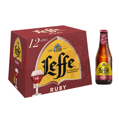 Bière ruby aromatisée fruits rouges LEFFE, 5° - bouteille 12x25cl