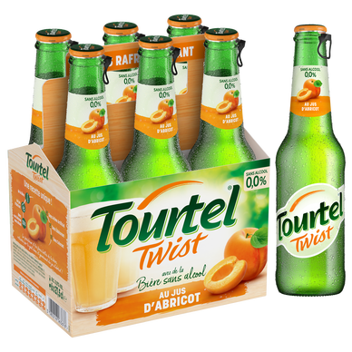 Bière aromatisée abricot sans alcool TOURTEL TWIST, 0,0° - Bouteilles6x27,5cl