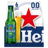 Bière blonde sans alcool HEINEKEN, 0,00°, pack de 6x25cl