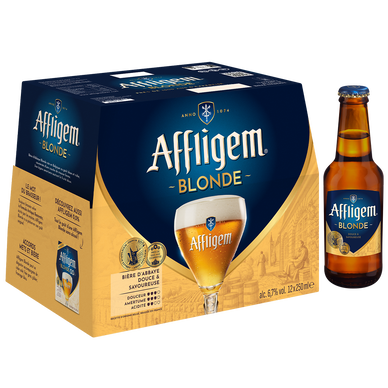 Bière cuvée blonde d'abbaye AFFLIGEM, 6,7°, packs 12x25cl
