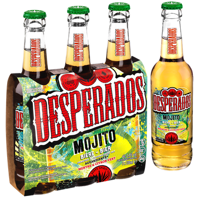 Bière aromatisée Tequila, menthe, citron vert saveur Mojito DESPERADOS5,9° - Pack Bouteilles 3x33cl