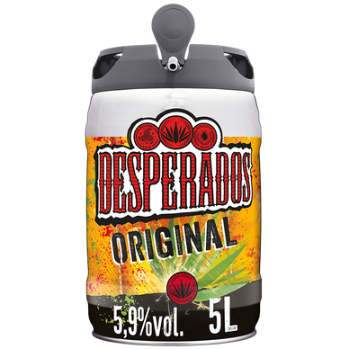 Bière blonde aromatisée tequila DESPERADOS, 5,9°, fût pression 5l
