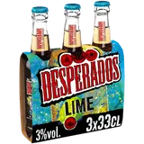 Bière arômatisée téquila Lime DESPERADOS, 3°, 3x33cl