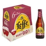 Bière sans alcool ruby aromatisée fruits rouges LEFFE, 0,0° - bouteille 6x25cl