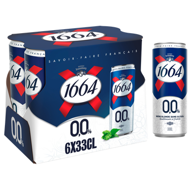 Bière blonde sans alcool 1664, 0,0° - Canettes 6x33cl