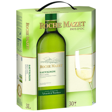 Vin blanc IGP de pays d'Oc Sauvignon ROCHE MAZET, fontaine à vin de 3l