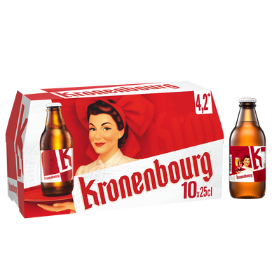 Bière blonde KRONENBOURG, 4,2° - Bouteilles 10x25cl
