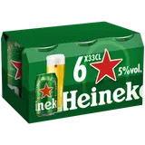 Bière blonde HEINEKEN, 5°, 6 canettes de 33cl