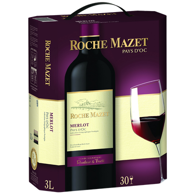 Vin rouge IGP de pays d'Oc Merlot ROCHE MAZET, fontaine à vin de 3l