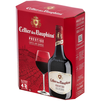 Vin rouge AOP Côtes du Rhône CELLIER DES DAUPHINS, fontaine à vin de 3l