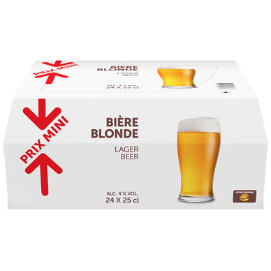 Bière blonde 4° PRIX MINI - valisette 24x25cl