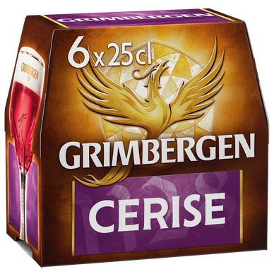 Bière aromatisée cerise GRIMBERGEN, 6° - Bouteilles 6x25cl