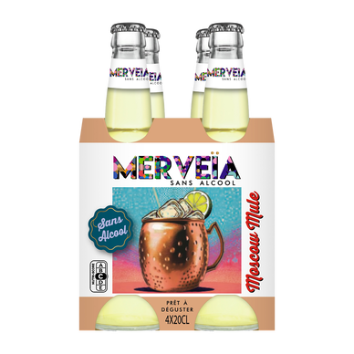 Mocktail sans alcool Moscow Mule Merveia U 4x20cl