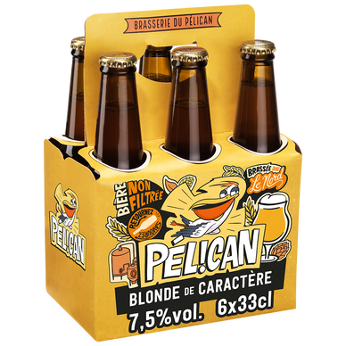 Bière blonde de Caractère PELICAN Non-Filtrée 7.5° 6x33cl