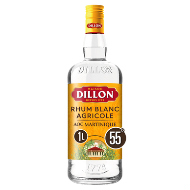 Rhum blanc agricole AOC de la Martinique DILLON, 55°, 1L