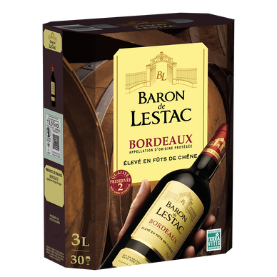 Vin rouge Bordeaux AOP Baron de Lestac Fontaine à vin 3 litres