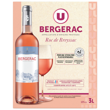 Bergerac AOP rosé Roc de Breyssac fontaine à vin 3L